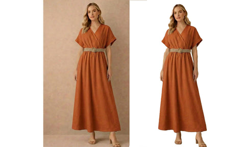 NEW WOMENS PLAIN V-NECK BELTED SMART LOOK MIDI DRESS LADIES SUMMER LINEN DRESSES
