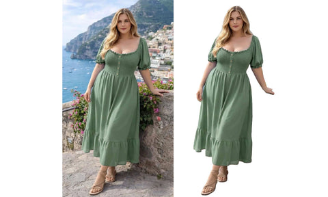 NEW WOMEN BARDOT BUTTON DETAIL LONG MAXI SUMMER DRESS ELASTIC CAP SLEEVE DRESSES