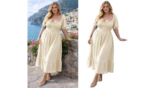 NEW WOMEN BARDOT BUTTON DETAIL LONG MAXI SUMMER DRESS ELASTIC CAP SLEEVE DRESSES