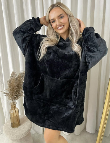 Hooded Oversized Blanket Teddy Sherpa Fleece Fur Cape Warm Slanket Poncho One Size