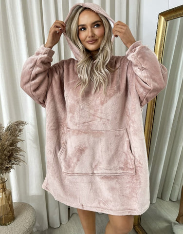 Hooded Oversized Blanket Teddy Sherpa Fleece Fur Cape Warm Slanket Poncho One Size