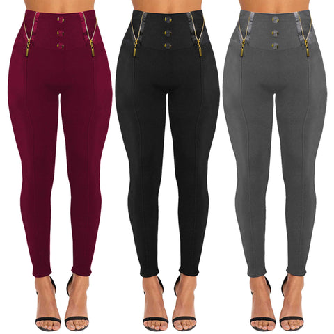 NEW WOMENS HIGH WAIST FUR FLEECE LINED ZIP BUTTONS LEGGINGS LADIES STRETCH PANTS