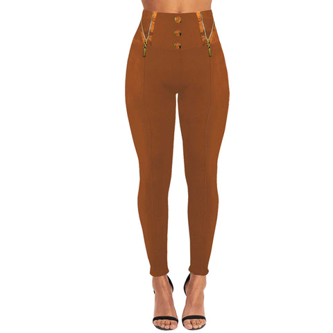NEW WOMENS HIGH WAIST FUR FLEECE LINED ZIP BUTTONS LEGGINGS LADIES STRETCH PANTS