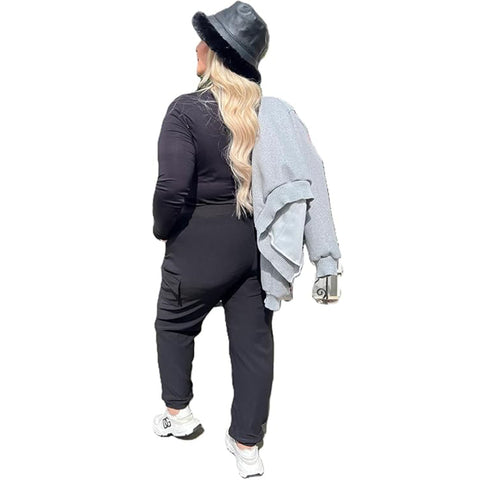 Ladies PLUS SIZE Combat Style Cargo Trousers Womens Big Stretch Fit Jogger Pants