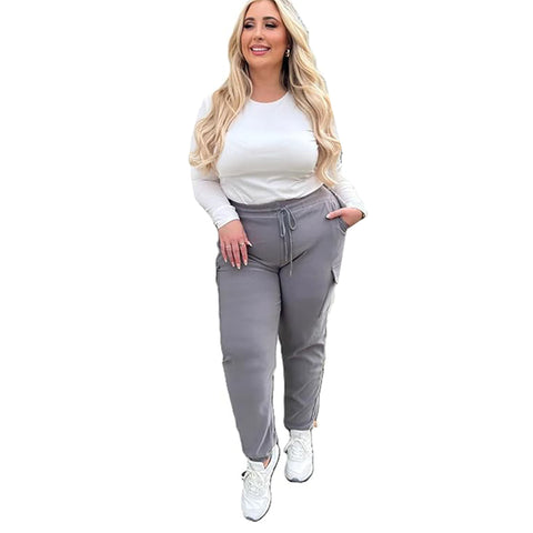 Ladies PLUS SIZE Combat Style Cargo Trousers Womens Big Stretch Fit Jogger Pants