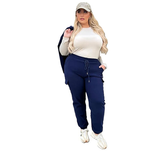 Ladies PLUS SIZE Combat Style Cargo Trousers Womens Big Stretch Fit Jogger Pants