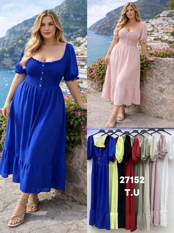 NEW WOMEN BARDOT BUTTON DETAIL LONG MAXI SUMMER DRESS ELASTIC CAP SLEEVE DRESSES