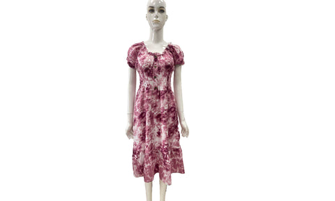 Women's Printed Bardot Gypsy Style Linen Midi Dresses