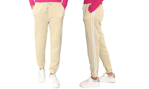 NEW WOMEN SPORT STRIPE JOGGERS PANTS JOG BOTTOMS CASUAL FIT LOUNGE TROUSERS