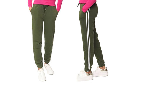 NEW WOMEN SPORT STRIPE JOGGERS PANTS JOG BOTTOMS CASUAL FIT LOUNGE TROUSERS
