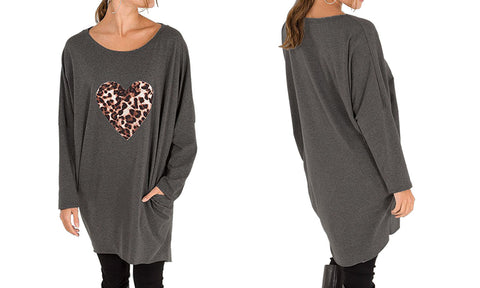 NEW LADIES OVERSIZED LEOPARD STAR HEART PRINT BATWING LOOSE FIT SWEATSHIRT TOP (Copy)