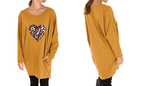 NEW LADIES OVERSIZED LEOPARD STAR HEART PRINT BATWING LOOSE FIT SWEATSHIRT TOP (Copy)