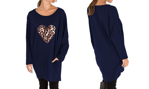 NEW LADIES OVERSIZED LEOPARD STAR HEART PRINT BATWING LOOSE FIT SWEATSHIRT TOP (Copy)