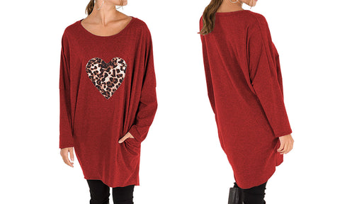 NEW LADIES OVERSIZED LEOPARD STAR HEART PRINT BATWING LOOSE FIT SWEATSHIRT TOP (Copy)