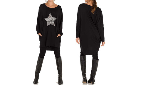 NEW LADIES OVERSIZED LEOPARD STAR HEART PRINT BATWING LOOSE FIT SWEATSHIRT TOP (Copy)