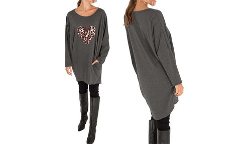 NEW LADIES OVERSIZED LEOPARD STAR HEART PRINT BATWING LOOSE FIT SWEATSHIRT TOP (Copy)