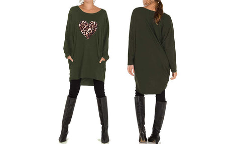 NEW LADIES OVERSIZED LEOPARD STAR HEART PRINT BATWING LOOSE FIT SWEATSHIRT TOP (Copy)