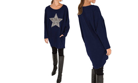NEW LADIES OVERSIZED LEOPARD STAR HEART PRINT BATWING LOOSE FIT SWEATSHIRT TOP (Copy)