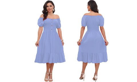 Women's Plain Gypsy Bardot  Style Dresses