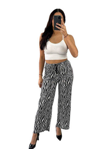 LADIES LEOPARD ANIMAL PRINT PALAZZO TROUSERS WOMEN CLASSIC FLARE WIDE LEG PANTS