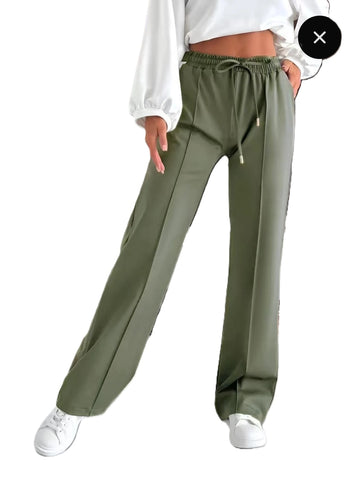 NEW LADIES WOMENS PLAIN and SEAM FRONT WIDE LEG JOGGERS BOTTOMS TROUSER FLARE FIT PANTS