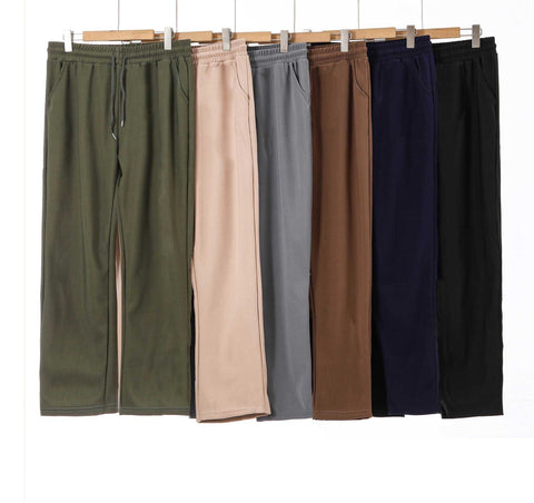 NEW LADIES WOMENS PLAIN and SEAM FRONT WIDE LEG JOGGERS BOTTOMS TROUSER FLARE FIT PANTS