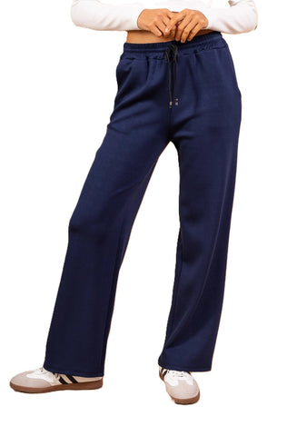 NEW LADIES WOMENS PLAIN and SEAM FRONT WIDE LEG JOGGERS BOTTOMS TROUSER FLARE FIT PANTS