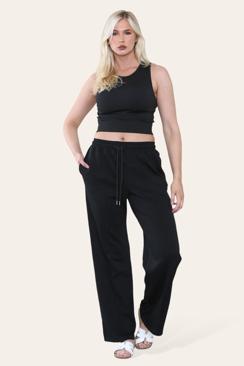 Ladies Warm Fur Fleece Lined Wide Leg Bottoms Womens Jog Pants Joggers Trousers