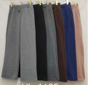 Ladies Warm Fur Fleece Lined Wide Leg Bottoms Womens Jog Pants Joggers Trousers