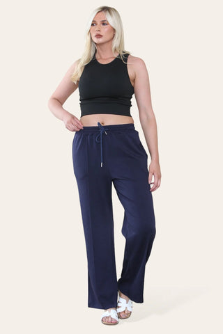 Ladies Warm Fur Fleece Lined Wide Leg Bottoms Womens Jog Pants Joggers Trousers