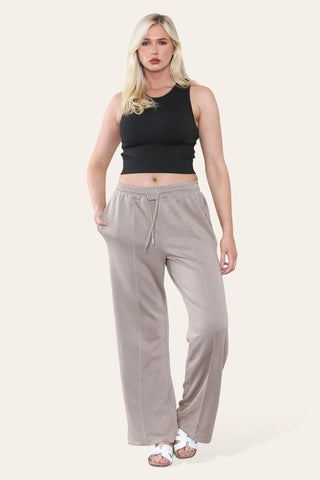 Ladies Warm Fur Fleece Lined Wide Leg Bottoms Womens Jog Pants Joggers Trousers
