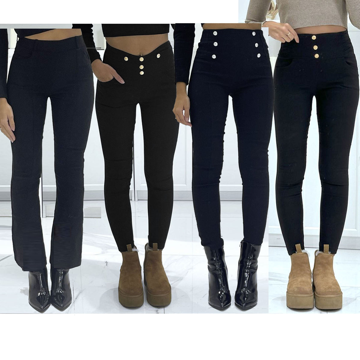 LADIES BLACK STRETCH JEANS WOMENS VARIOUS BOOTLEG SKINNY LEG SLIM FIT JEAN PANTS