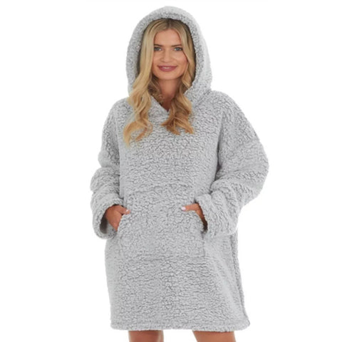 Hooded Oversized Blanket Teddy Borg Fleece Fur Cape Warm Slanket Poncho One Size