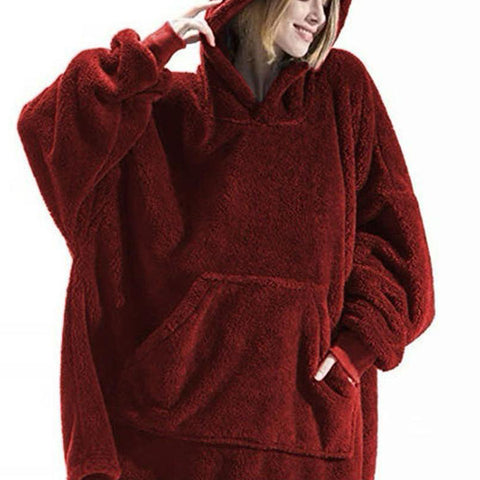 Hooded Oversized Blanket Teddy Borg Fleece Fur Cape Warm Slanket Poncho One Size