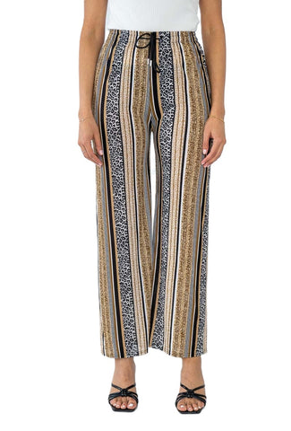 LADIES LEOPARD ANIMAL PRINT PALAZZO TROUSERS WOMEN CLASSIC FLARE WIDE LEG PANTS