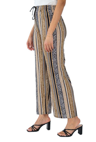 LADIES LEOPARD ANIMAL PRINT PALAZZO TROUSERS WOMEN CLASSIC FLARE WIDE LEG PANTS
