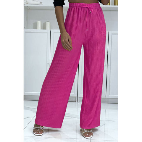 LADIES WOMEN FLARED TEXTURED TROUSERS WIDE LEG PALAZZO BOTTOMS