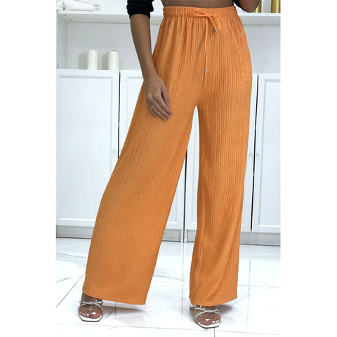 LADIES WOMEN FLARED TEXTURED TROUSERS WIDE LEG PALAZZO BOTTOMS