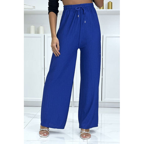 LADIES WOMEN FLARED TEXTURED TROUSERS WIDE LEG PALAZZO BOTTOMS
