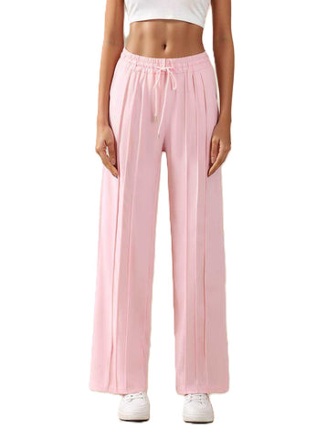 NEW LADIES WOMENS PLAIN and SEAM FRONT WIDE LEG JOGGERS BOTTOMS TROUSER FLARE FIT PANTS