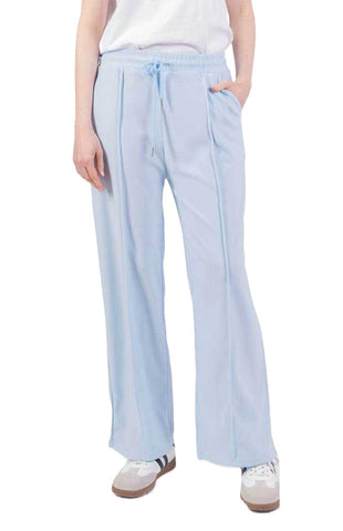 NEW LADIES WOMENS PLAIN and SEAM FRONT WIDE LEG JOGGERS BOTTOMS TROUSER FLARE FIT PANTS