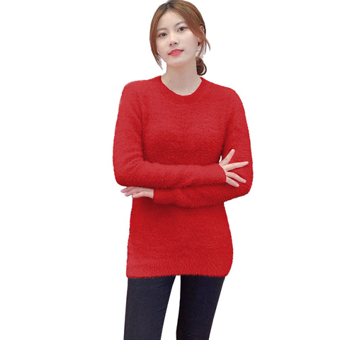 (HC-100) Round Neck Fluffy Jumper