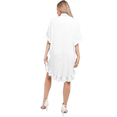 Luna Pleated Frill Sleeve Shirt Dress