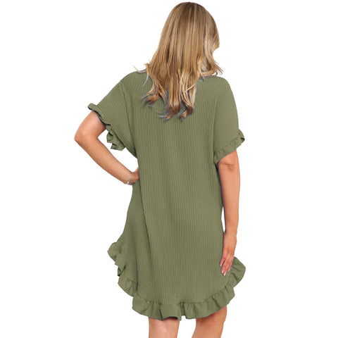 Luna Pleated Frill Sleeve Shirt Dress