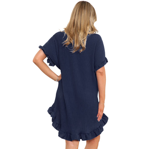 Luna Pleated Frill Sleeve Shirt Dress