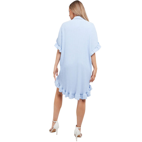 Luna Pleated Frill Sleeve Shirt Dress