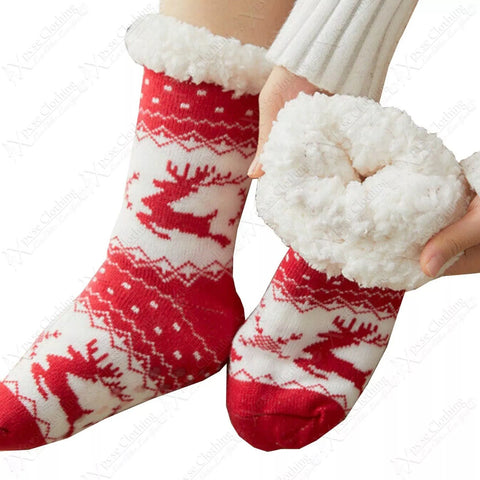 LADIES THERMAL COSY SLIPPER SOCKS SHERPA FLEECE LINED CHRISTMAS FILLER 4.7 TOG