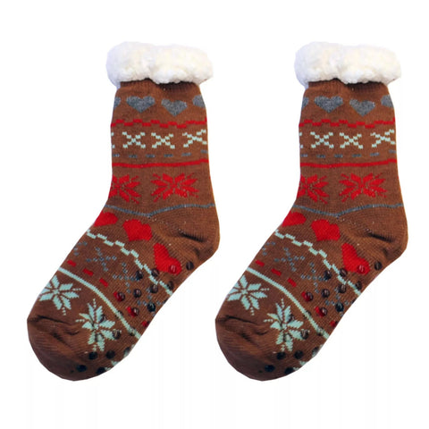 LADIES THERMAL COSY SLIPPER SOCKS SHERPA FLEECE LINED CHRISTMAS FILLER 4.7 TOG