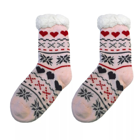 LADIES THERMAL COSY SLIPPER SOCKS SHERPA FLEECE LINED CHRISTMAS FILLER 4.7 TOG