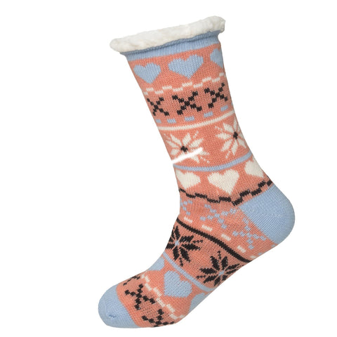 LADIES THERMAL COSY SLIPPER SOCKS SHERPA FLEECE LINED CHRISTMAS FILLER 4.7 TOG